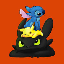 Toothless Stitch And Pikachu Are So Adorable Disney Characters Stitch Disney Drawings Stitch And Pikachu