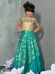 Party Wear Designer Aqua Gown For Kids Girls Wear Gown Flower Girl Outfits Indian Wear For Girls Kids Gown Gowns For Girls Little Girl Dresses