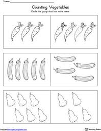 Counting Vegetables More Or Less Worksheet Kids Worksheets Preschool Kids Math Worksheets Kindergarten Math Counting