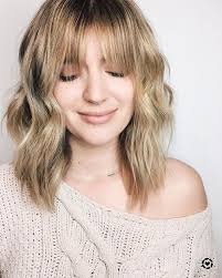 Lightened Up Blonde Lob With Fringe Bangs Bobbed Hairstyles With Fringe Choppy Bob Hairstyles Fringe Hairstyles