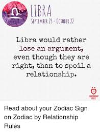 As a libra born on this date, you have a fairly balanced mindset when it comes to emotions, logic, and rationality. Libra September 23 October 22 Libra Would Rather Jose An Argumenty Even Though They Are Right Than To Spoil A Relationship Ar Relationship Rules Read About Your Zodiac Sign On Zodiac By