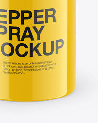 Glossy Pepper Spray Mockup High Angle Shot In Can Mockups On Yellow Images Object Mockups