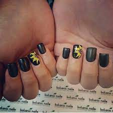 Black With Yellow Sunflower I M In Love I Love Sunflowers 3 Sunflower Nails Nails Fake Nails