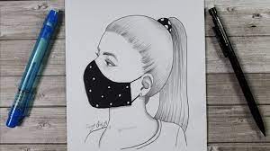 Visage de Femme dessinée deprofil avec un masque noir | Comment dessiner le  visage d'une fille - YouTube