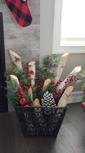 Birch Logs Christmas Basket In 2020 Birch Tree Decor Christmas Country Christmas Decorations Christmas Decorations Rustic