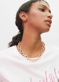 Collar eslabones rosa cadena lacados