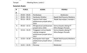 Susunan acara yang akan saya contohkan akan menggunakan bahasa indonesia sebagai bahasa umum. Contoh Agenda Rapat Dan Susunan Acara Rapat Panitia Natal Cute766
