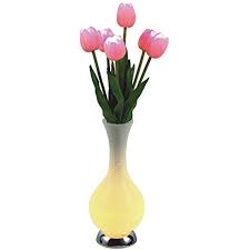 Timmins Premium Luminous Artificial Tulip Flower Vase Table Lamp Night Light Nightlight Pink Read M Vase Table Lamp Flower Vases Lighting And Ceiling Fans