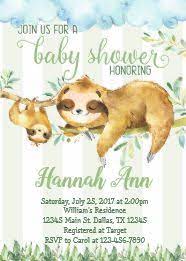 Sloth Baby Shower Invitation Baby Blue Baby Shower Baby Shower Vintage Girl Baby Shower Girl Diy