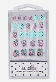 Just Shine Floral Press On Nail Set Unicorn Nails Designs Nails For Kids Unicorn Nails