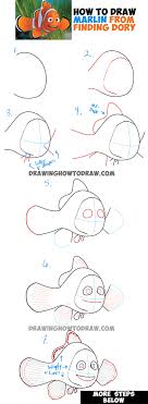 How To Draw Marlin From Finding Dory And Finding Nemo Easy Step By Step Drawing Tutorial How To Draw Step By Step Drawing Tutorials Drawing Tutorial Step By Step