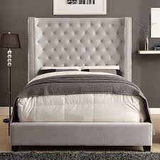 Furniture exclusively by the company store® a unique piece of furniture can transform a house into a home. Cm7679iv Mirabelle Collection Ivory Fabric Upholstered And Tufted Tall Queen Headboard Bed Frame Set Luchy Amor Furniture