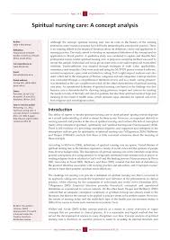 Pdf Spiritual Nursing Care A Concept Analysis