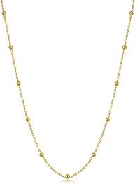 We do not take part in illegal or questionable activities. Amazon Com Kooljewelry 14k Yellow Gold Round Beads Station Necklace 18 Inch Jewelry