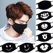 Women Men Cotton Face Mask Pattern Solid Black Mask Fashion Cute Half Face Mouth Ebay Funny Face Mask Mouth Mask Design Mouth Mask Fashion