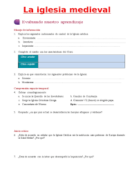 Del 1122 tra l'imperatore il nobile goffredo ascolta il monaco parlare alla folla del concordato di worms. Ficha De Trabajo La Iglesia Medieval
