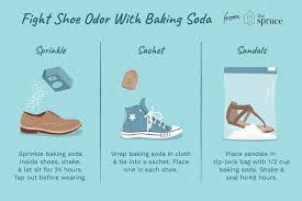 Then to deodorize, lightly coat the inside with baking soda (or talcum powder) and let it sit for at least 8 hours. Refresh Your Smelly Shoes With Baking Soda Shoe Odor Stinky Shoes Remedy Stinky Shoes