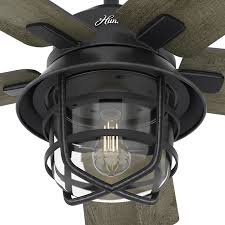 The hunter matheston 54 in. Hunter Fan 54 Weathered Zinc Outdoor Ceiling Fan With A Clear Glass Led Light Kit And
