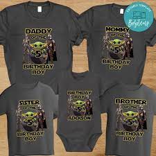 Baby Yoda Birthday Family Matching Party Shirts For Boy Bobotemp