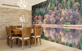 You can create an easy statement wall using a wall mural and remove it whenever you want as most of wallpaper and wall murals are removable now. Wall Mural Inspiration For Dining Rooms Wallsauce Dk