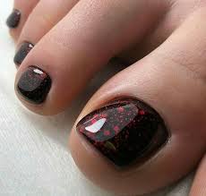 Red Black And Glitter Nails Red Black Toenails Pedicure Designs Toenails Glitter Toe Nails Red Toenails