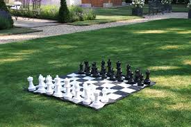 Have you tried playing chess with your chickens? Premium Garden Chess Set 30cm High King