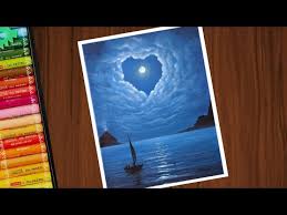 Moonlight Scenery Drawing Easy Oil Pastel Drawing Youtube How to draw scenery of moonlight with oil pastel step by step.