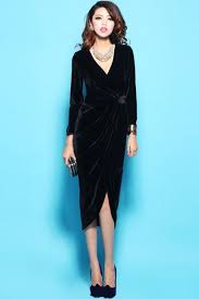 Deep V Neck Long Sleeve Dress Long Sleeve Velvet Dress Velvet Dress Short Fashion