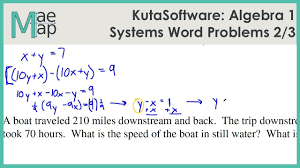 Kutasoftware Algebra 1 Systems Of Equations Word Problems Part 1 Youtube
