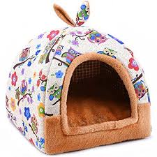 Hanshu 2 In 1 Pet House And Sofa Indoor Soft Warm Washable Igloo Pyramid Cat Dog Bedscolorful Owl M To View Further For Kitten House Dog Crate Animal House