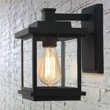 Lnc Square 1 Light Black Outdoor Wall Lantern Sconce With Clear Glass Shade A03156 The Home Depot In 2020 Porch Light Fixtures Exterior Light Fixtures Wall Lantern