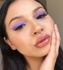 Image Uploaded By Jade Find Images And Videos About Fashion Style And Hair On We Heart It The App To Ge Rhinestone Makeup Purple Makeup Creative Eye Makeup