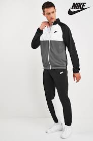 Black And White Nikes Mens Mens Nike Black White Grey Colourblock Tracksuit Black Tracksuit Black Nikes Nike Tracksuit