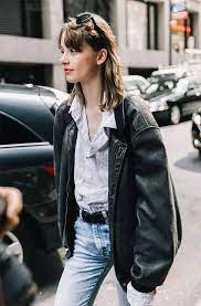 It Girl Shirt Mom Jeans Jacket Leather Oversized Leather Jacket Winter Denim Jacket Outfit 2019 Street Style Trends Fashion Street Style