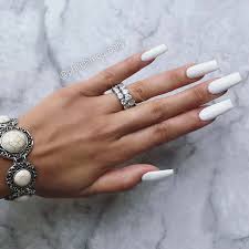 White acrylic nail designs with rhinestones. Long White Acrylic Coffin Nails Nail And Manicure Trends