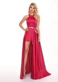 Rachel Allan - 6405 Halter Neck And Shorts With Overlay Prom Dress Piece Prom Dress 2 Piece Prom Dress Prom Dresses For Teens