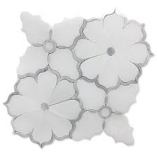 The mosaic floor will have a black grout which will provide a great contrast among the tiles and also. Oriental Flower White And Grey Polished Marble Waterjet Mosaic Tile