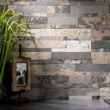 Peel And Stick Tile Self Adhesive Stone Slate Wall Kitchen Backsplash Grey Tan 669583679319 Ebay Stick On Tiles Stone Backsplash Stick Tile Backsplash