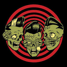 Pop Art See No Evil Hear No Evil Speak No Evil Skulls Pin By Robin On Most Wonderful Time Of The Year Rockabilly Art Psychobilly Vintage Halloween Cards