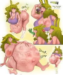 Rule 34 - 1girls Belly Belly Bulge Big Belly Big Belly Bulge Big Breasts  Bottomless Bottomless Female Breasts Bunny Ears Bunny Girl Digestion Face  Imprint Female Pred Green Skin Light-skinned Female Light