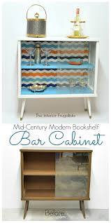 Mid century modern bookcase decor. Mid Century Modern Bookshelf Turned Funky Bar Interior Frugalista