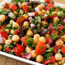 Chickpea Garbanzo Bean Salad Recipe With Tomatoes Olives Basil And Parsley Recipe Yummly Recipe Vegetable Salad Recipes Marinated Vegetables Bean Salad Recipes