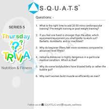 Find out by asking them these trivia questions for middle school. Squats Expert Has Put Together Some Interesting Fitness And Nutrition Trivia Let S See How Many Qu Nutrition Chart Cardiovascular Training Fitness Nutrition