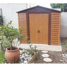 321 x 421 x 205. Abri De Jardin 4 6m En Metal Aspect Bois Kit D Ancrage X Metal