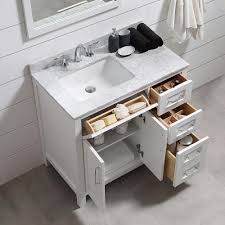 Home Decorators Collection Riverdale 36 In W X 21 In D Vanity In White With Marble Vanity Top In Whi Small Bathroom Vanities Small Bathroom Bathrooms Remodel