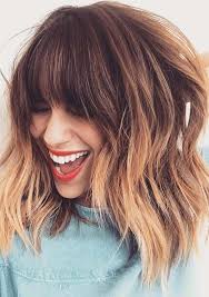 Blonde ombre hairstyle for medium hair. 52 Pretty Ombre Haircuts With Bangs In 2018 Brown Ombre Hair Strawberry Blonde Hair Medium Hair Styles