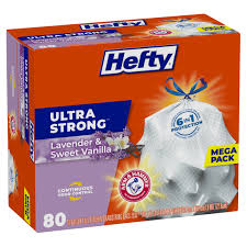 I just received a sample box of hefty's kitchen bags with unscented odor block technology. Hefty Ultra Strong Tall Kitchen Trash Bags 13 Gallon 80 Bags Lavender Sweet Vanilla Scent Drawstring Walmart Com Walmart Com
