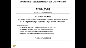 The purpose of a professional resume summary is to entice the hiring manager to read the rest of the resume. How To Write A Resume Summary Youtube