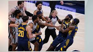 The pacers compete in the national basketball association (nba). Pacers Jakarr Sampson Gets 1 Game Suspension For Headbutting Mills Wish Tv Indianapolis News Indiana Weather Indiana Traffic