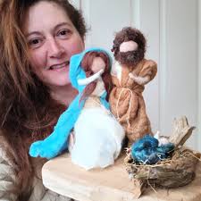 Painted rock in a christmas story group